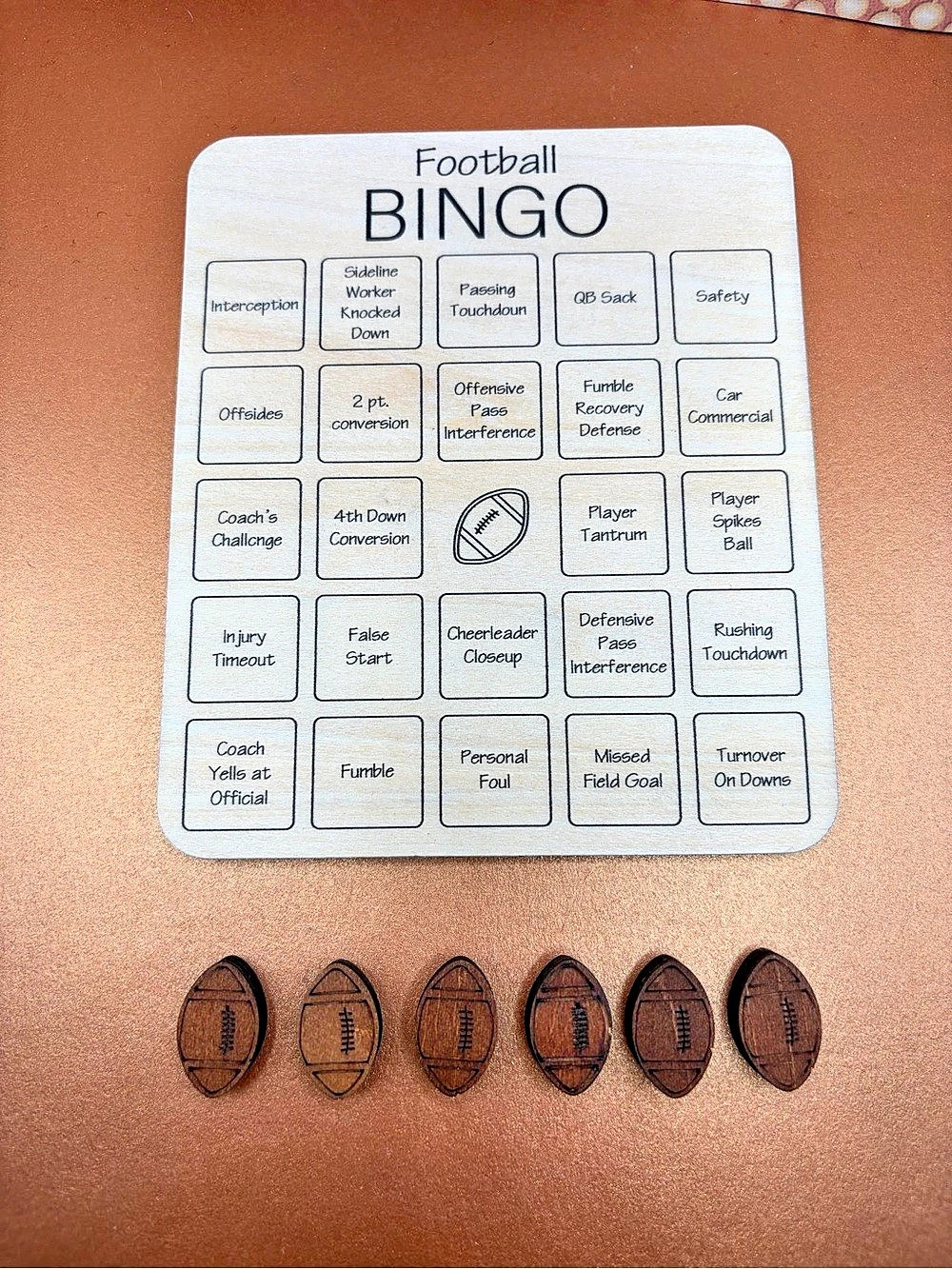 Football Bingo Game Board Brown
